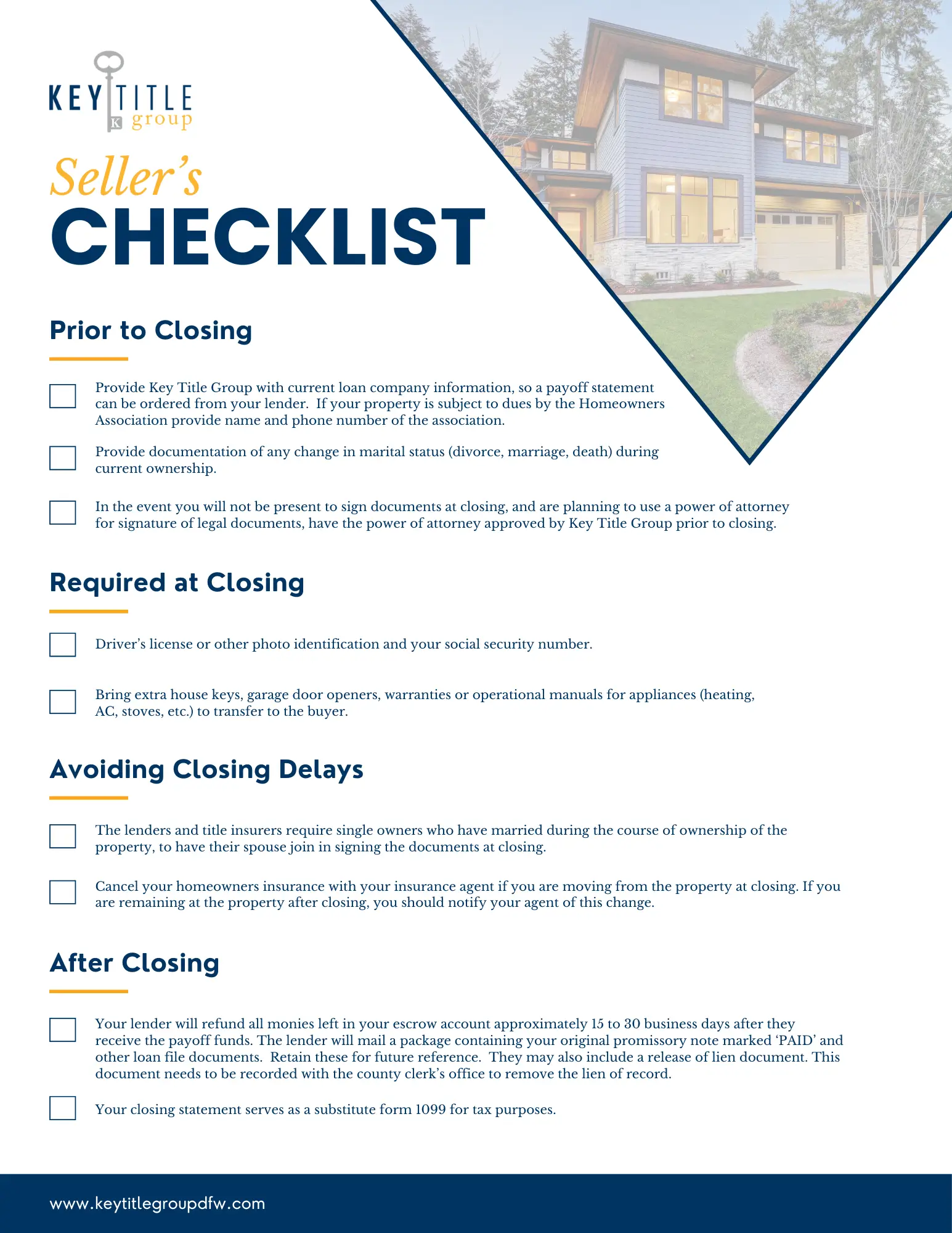 KTGDFW Sellers Checklist