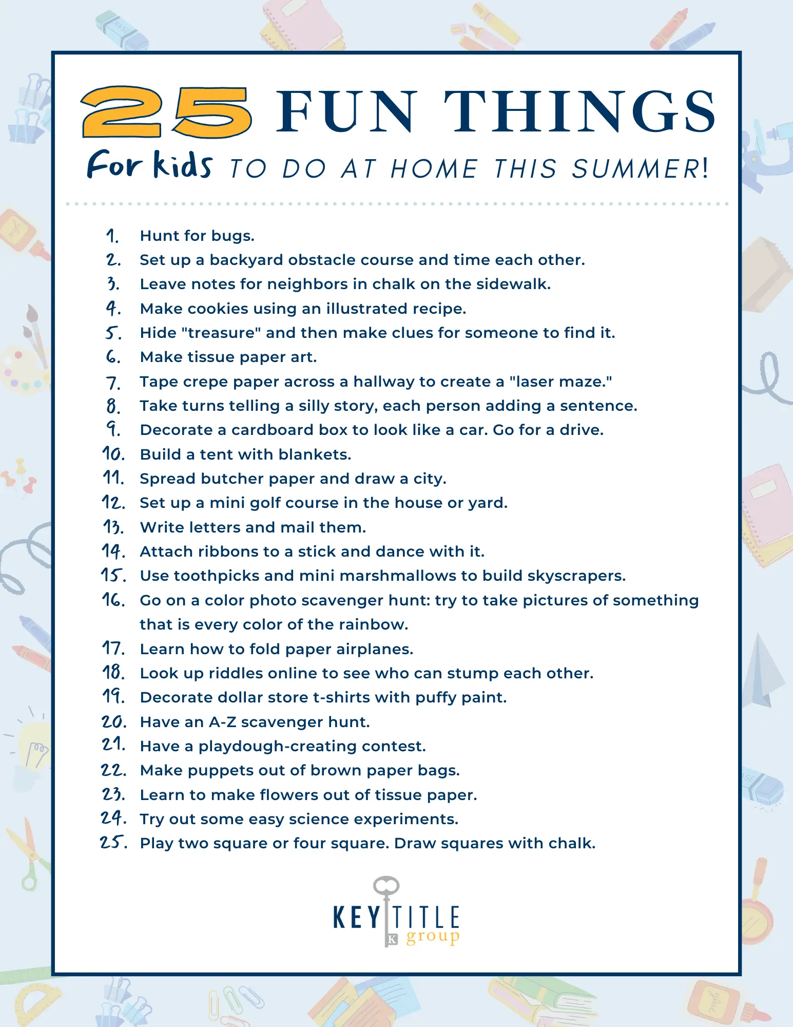 KTGDFW_25 Fun Things to Do at Home Summer