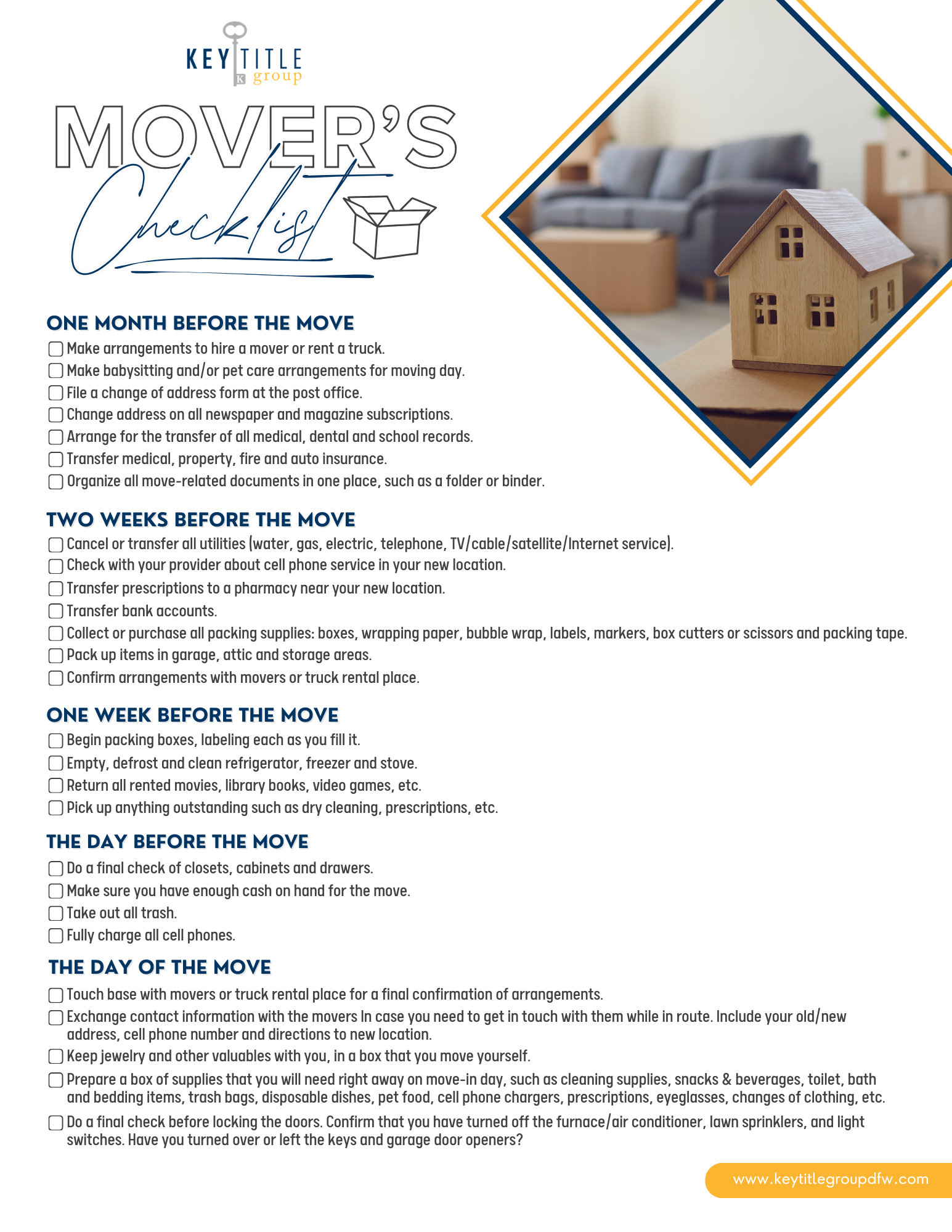 Movers Checklist KTGA